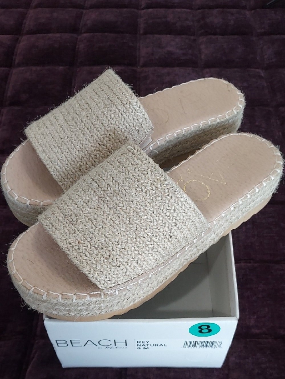 Matisse Natural Woven Espadrille Slide Sandals